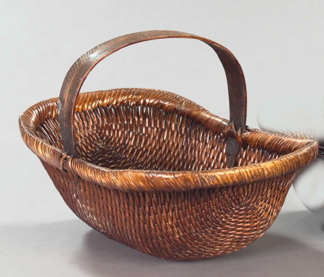 Large Provincial Woven Reed Basket  3a5b30