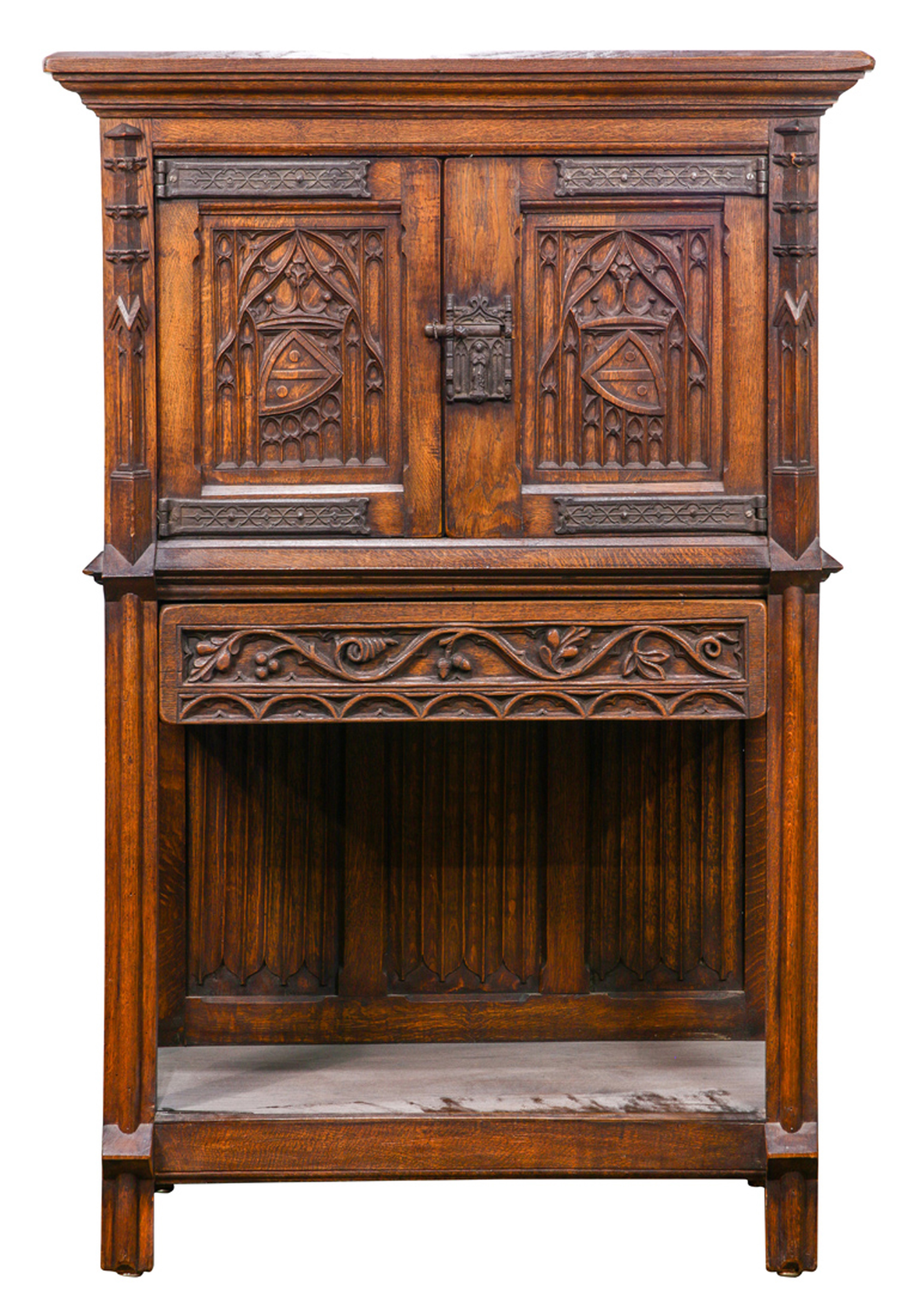 A CONTINENTAL GOTHIC REVIVAL COURT CABINET