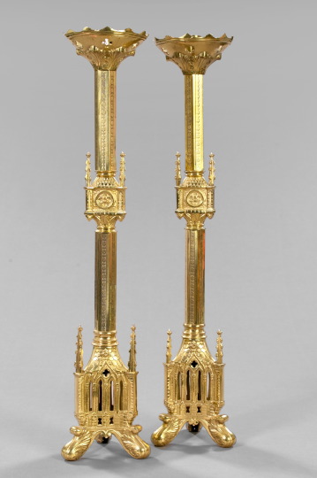 Tall Pair of English Gilt-Brass