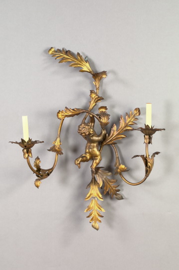 Large Italian Gilded Cut- and Wrought-Iron