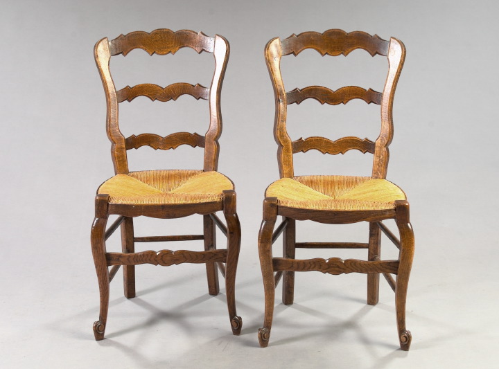 Pair of French Provincial Oak Sidechairs,
