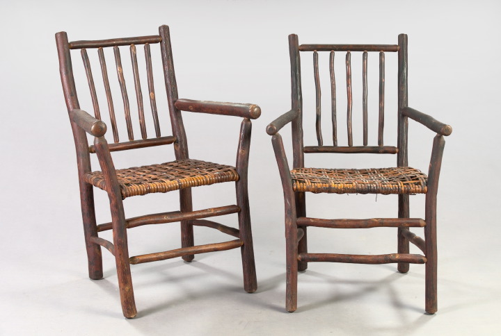 Pair of Faux-Bois Armchairs,  in