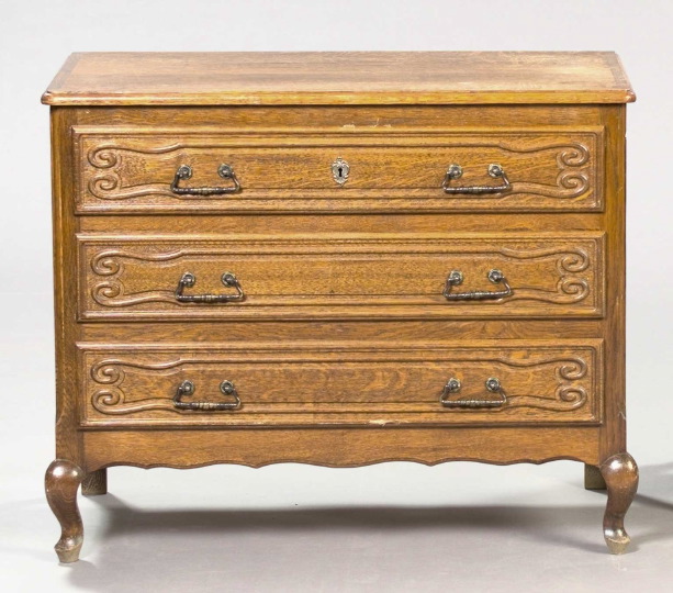 Provincial Louis XV-Style Oak Commode,