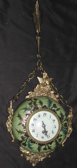 Unusual French Gilt-Brass-Mounted Enameled