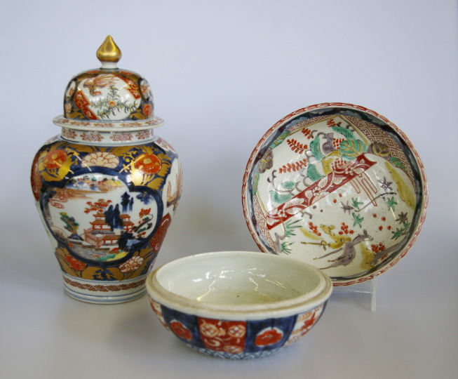 Three-Piece Group of Imari Porcelains,