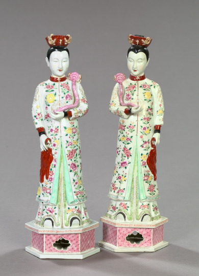 Pair of Chinese Export Polychromed