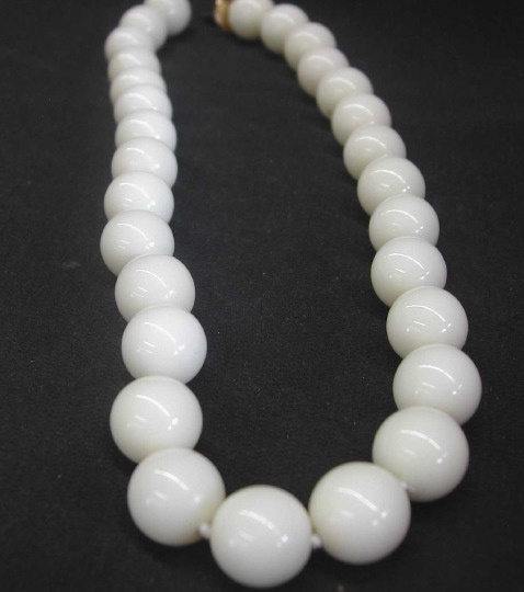 Unusual White Coral Bead Necklace,