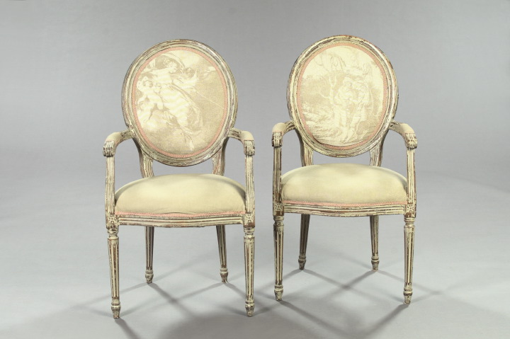 Pair of Louis XVI-Style Polychromed