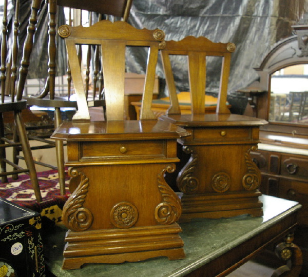 Pair of American Walnut Hall Chairs,