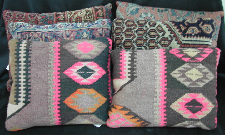 Group of Six Handmade Pillows,  fashioned