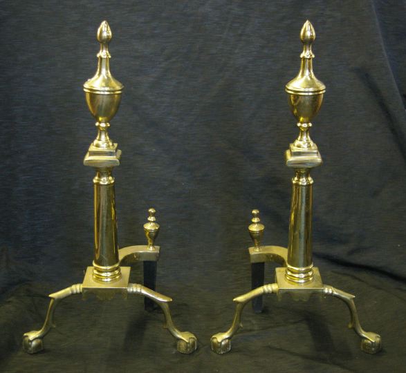 Good Tall Pair of American Gilt Brass 3a5dba