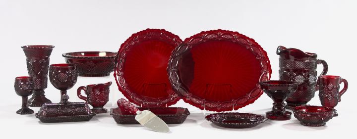 Unusual Eighty-One-Piece Avon Ruby Glass