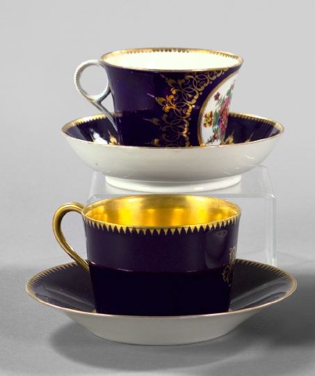 Two Cobalt-Ground Porcelain Cups and