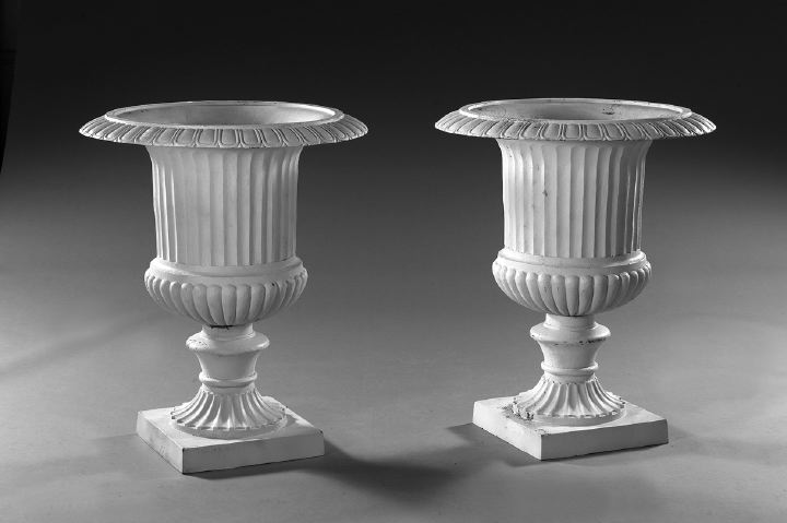 Large Pair of Polychromed Cast-Iron