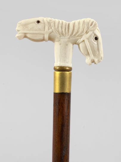 Anglo-Indian Carved and Polished Bone-Mounted