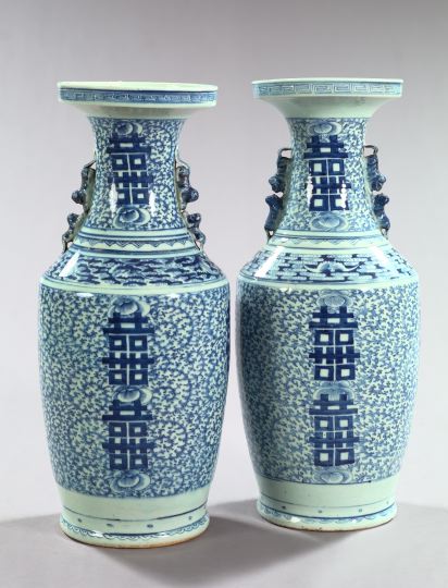 Tall Pair of Tao-Kuang Blue and