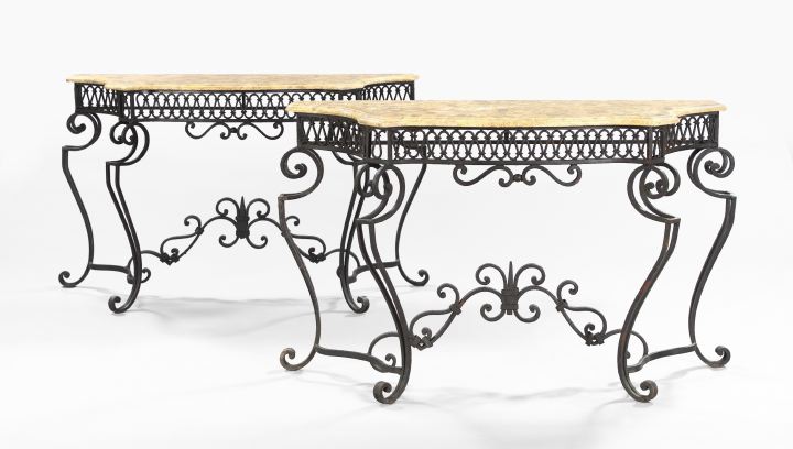 Pair of Wrought Iron and Marble Top 3a5ee8