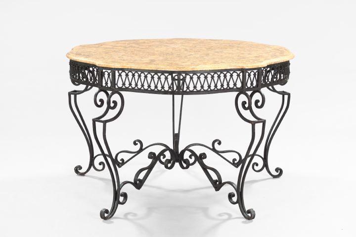 Wrought Iron and Marble Top Center 3a5ee7