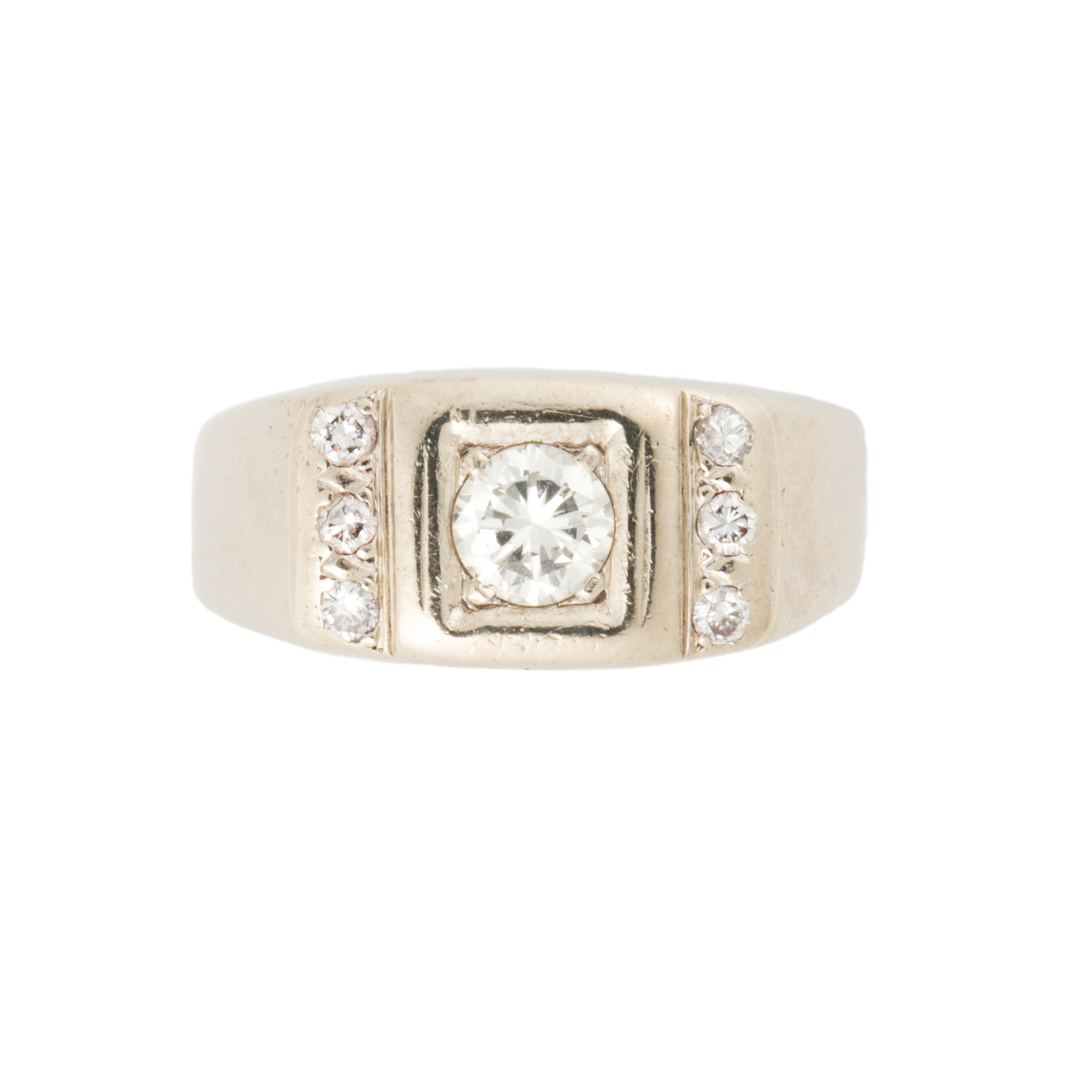 A DIAMOND AND FOURTEEN KARAT WHITE