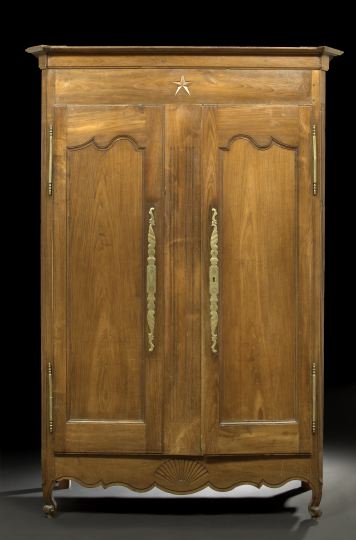 Provincial Louis XV-Style Oak Armoire,