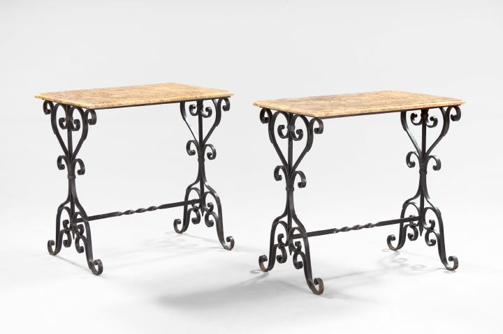 Pair of Wrought Iron and Marble Top 3a5f0d