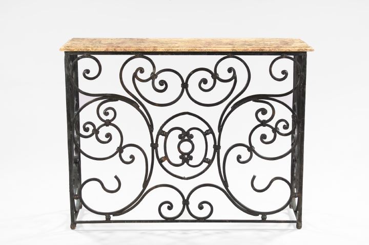 Wrought-Iron and Marble-Top Side