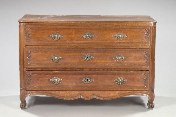 Provincial Louis XV-Style Oak Commode,