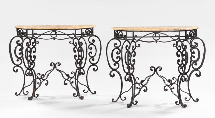 Pair of Wrought Iron and Marble Top 3a5f1c