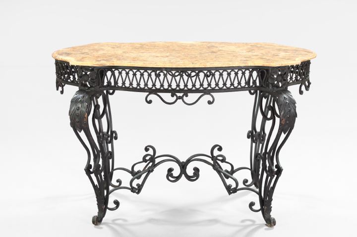 Wrought Iron and Marble Top Center 3a5f1d