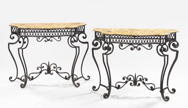 Pair of Wrought Iron and Marble Top 3a5f1f