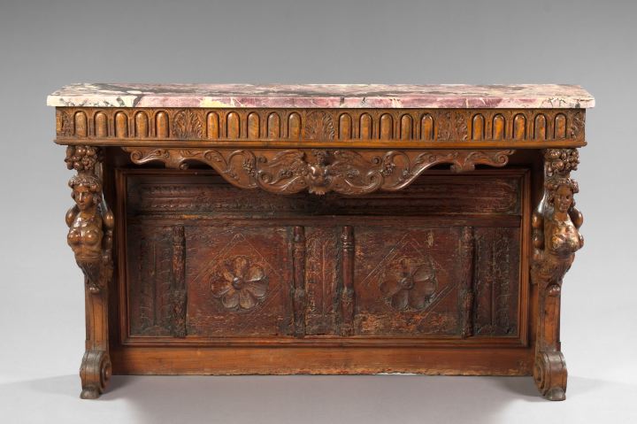 Italian Carved Walnut and Marble Top 3a5f2d