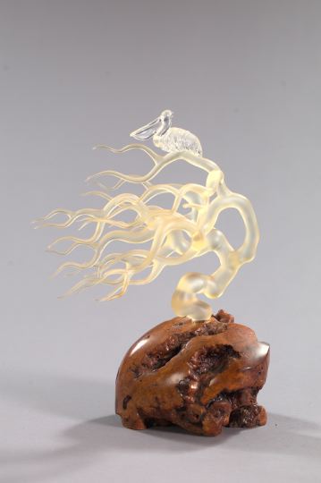 Whimsical Blown and Frosted Glass Sculpture