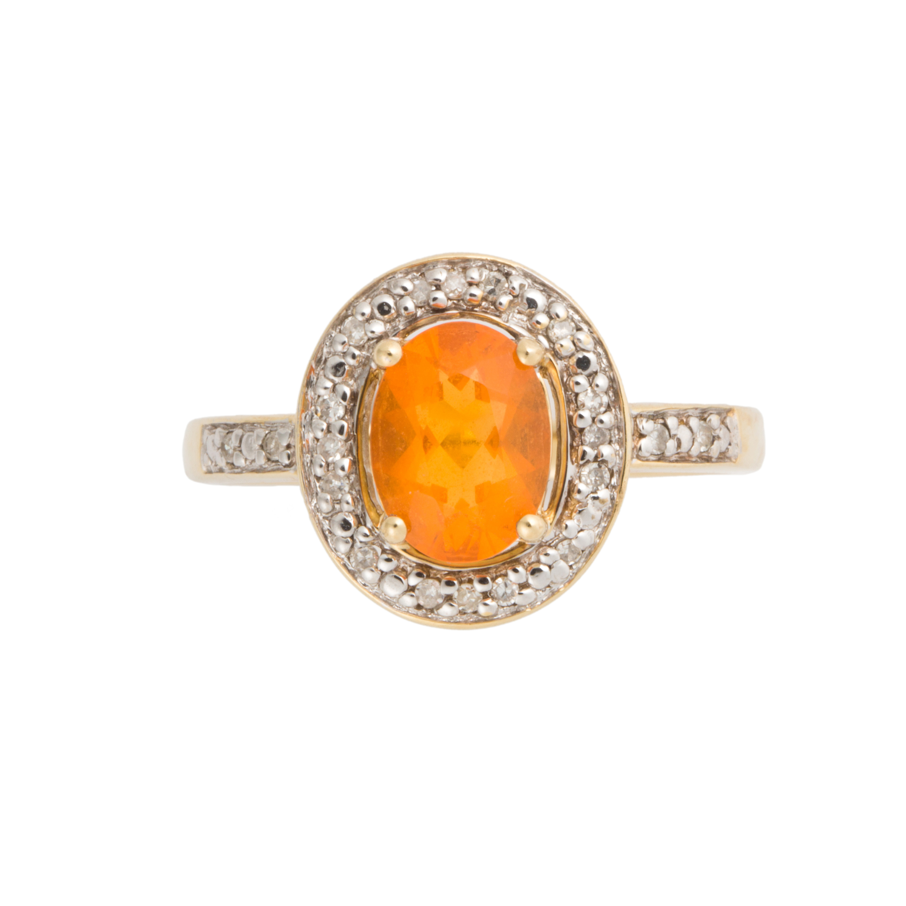 A FIRE OPAL, DIAMOND AND FOURTEEN