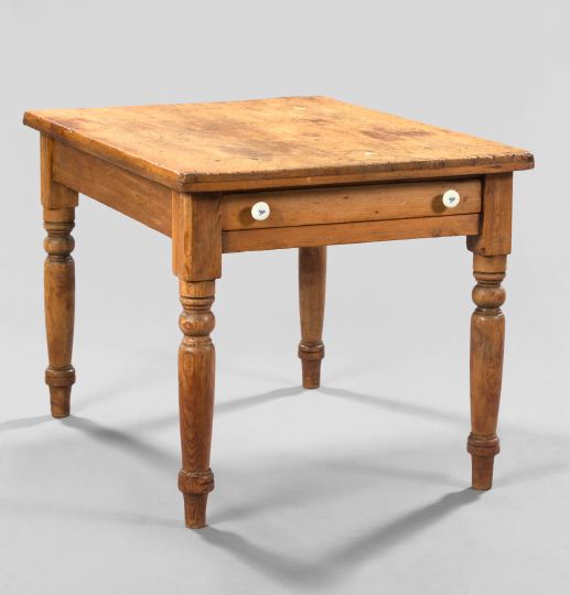 English Scrubbed Pine Work Table,