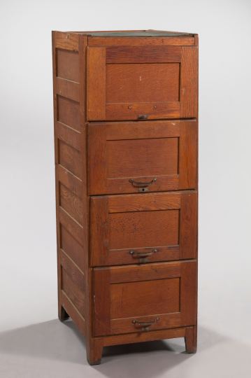 American Oak Four-Drawer Filing Cabinet,