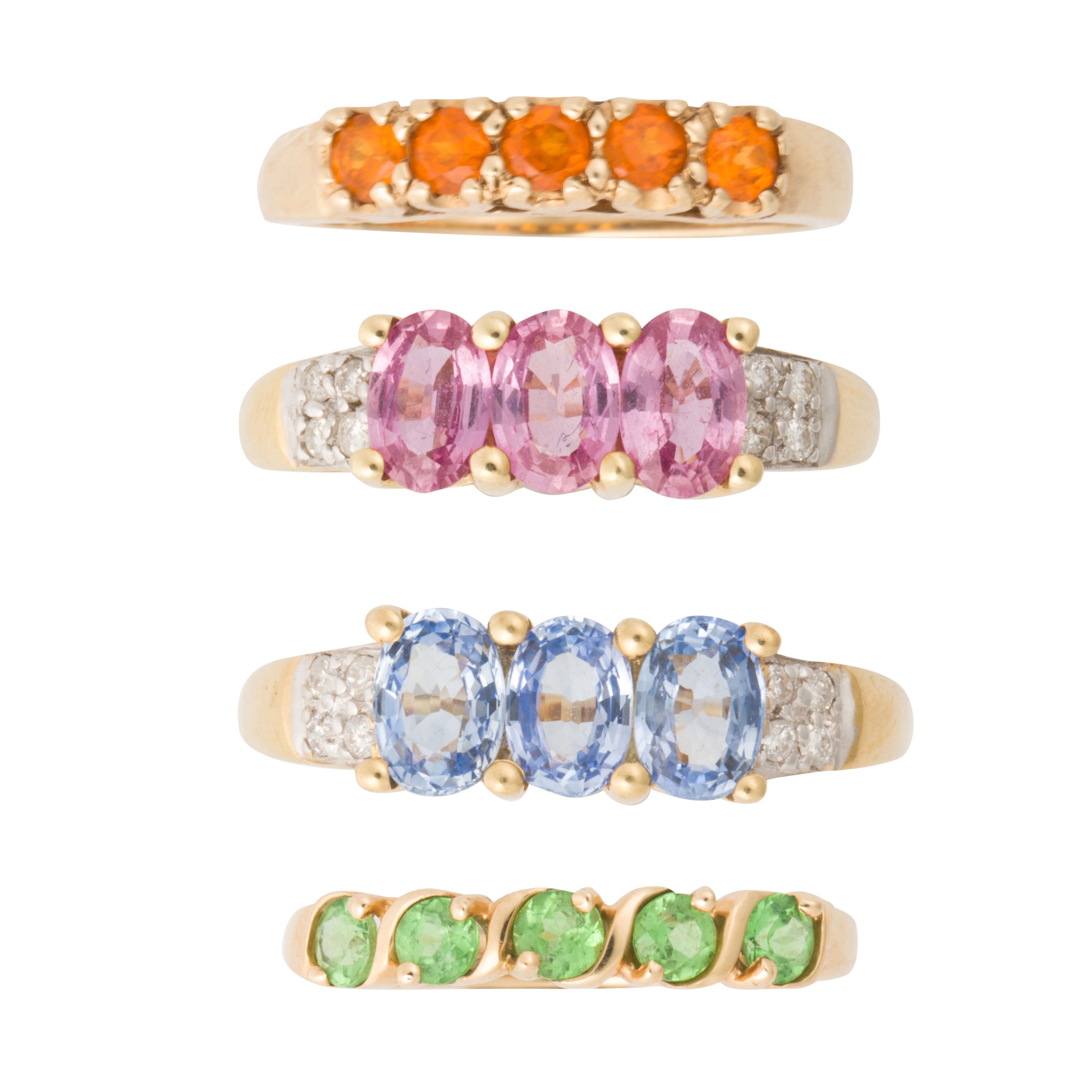 A GROUP OF GEMSTONE AND GOLD RINGS