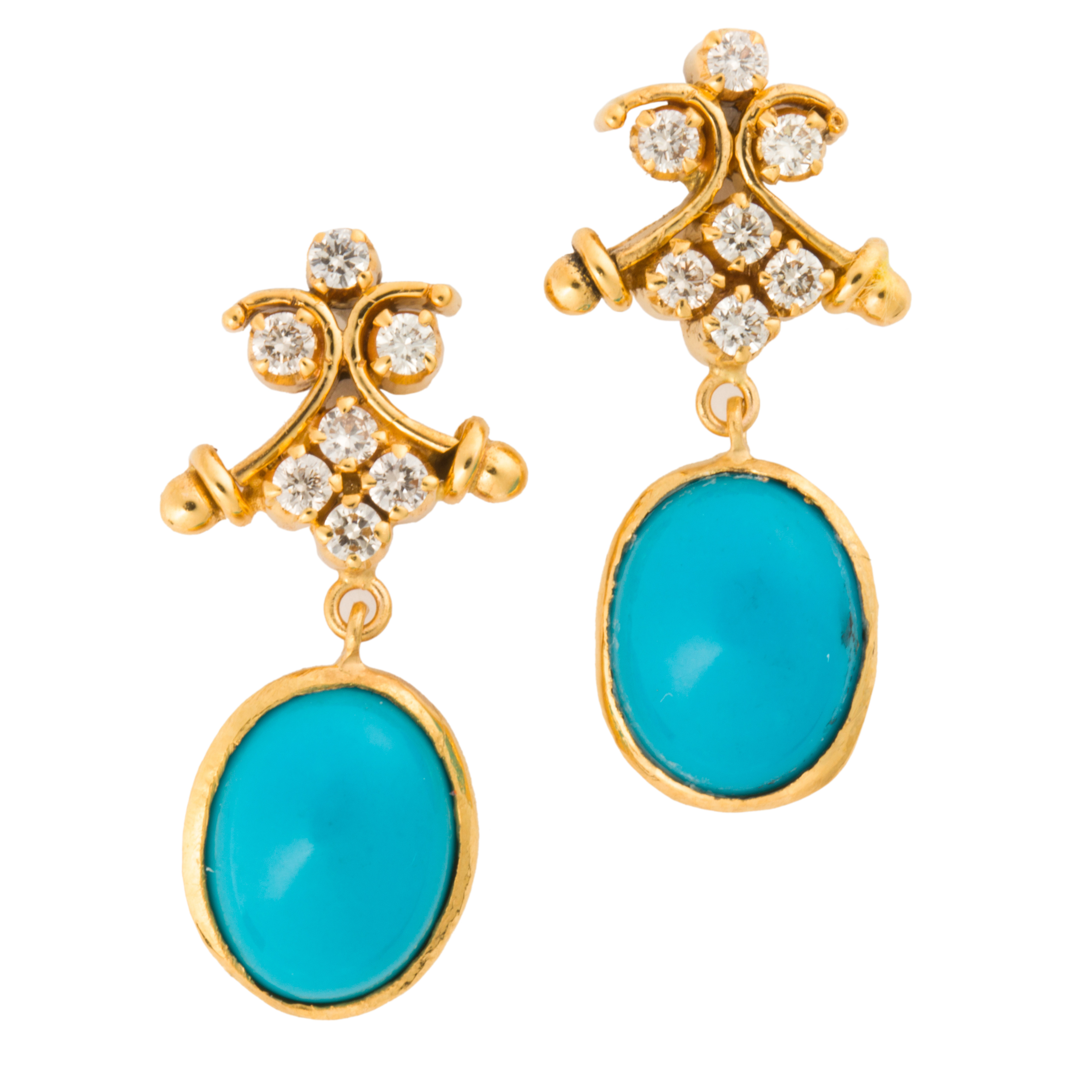 A PAIR OF TURQUOISE DIAMOND AND 3a6111
