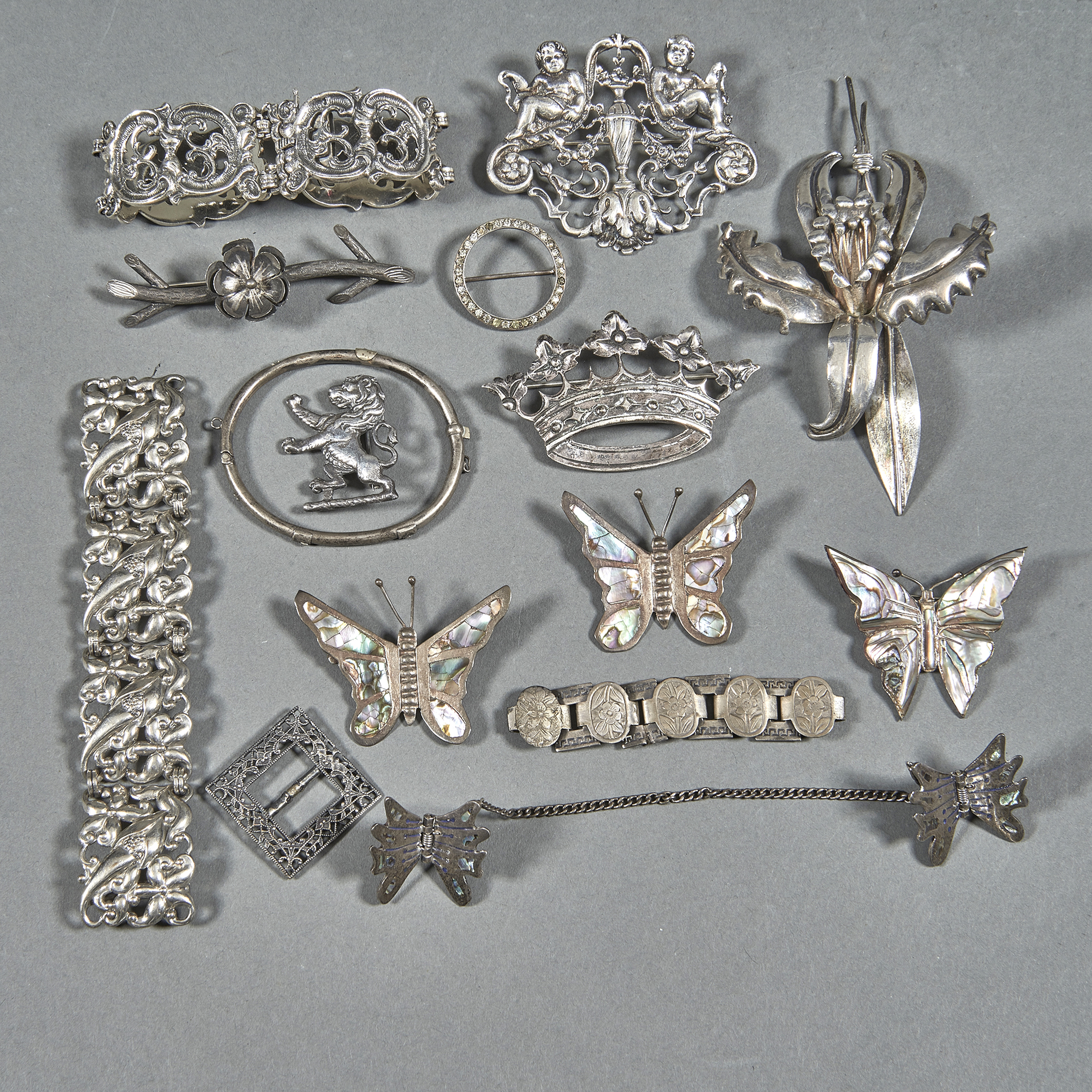  15 SILVER JEWELRY 6 BROOCHES  3a61db