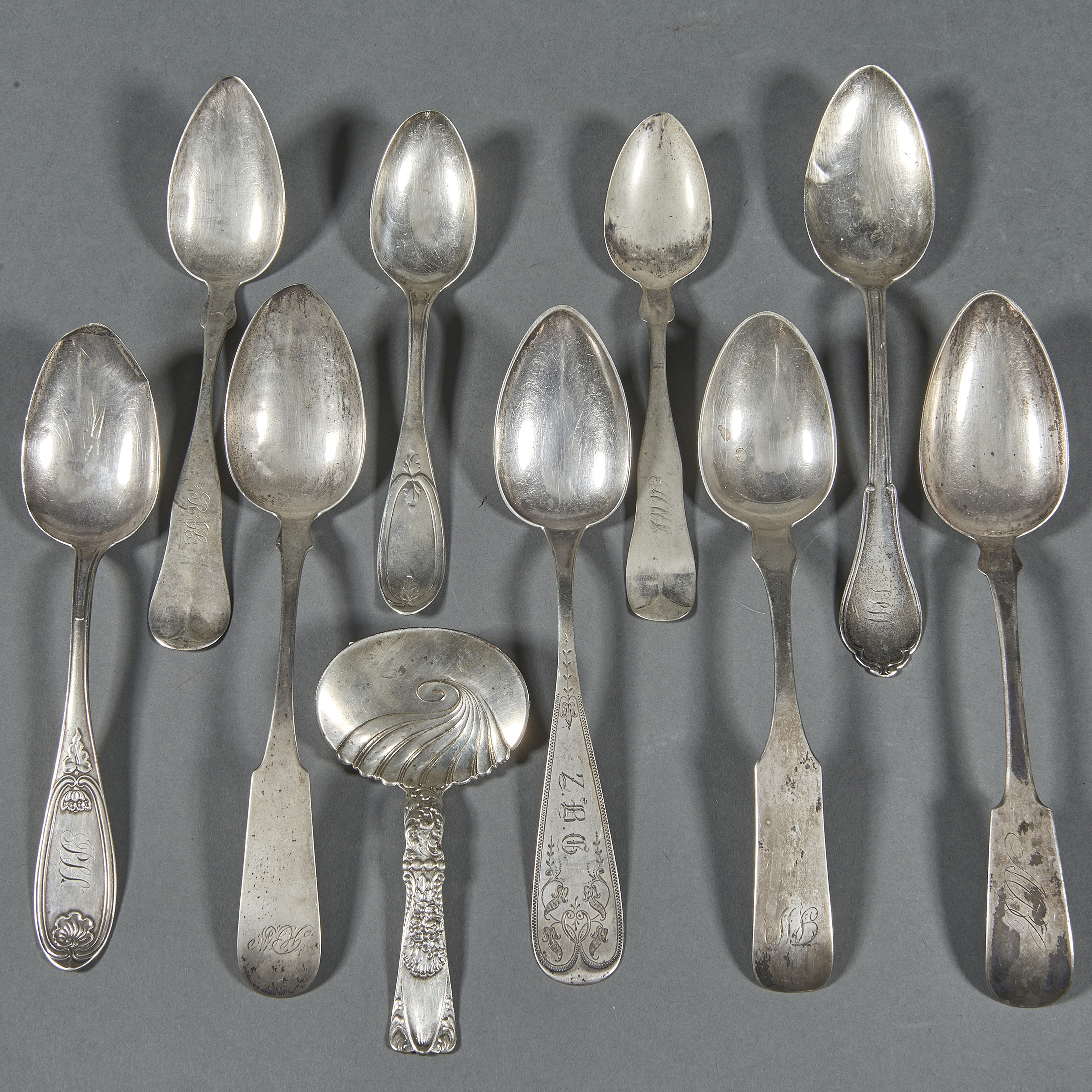 (10) COIN SILVER TEA OR TABLESPOONS