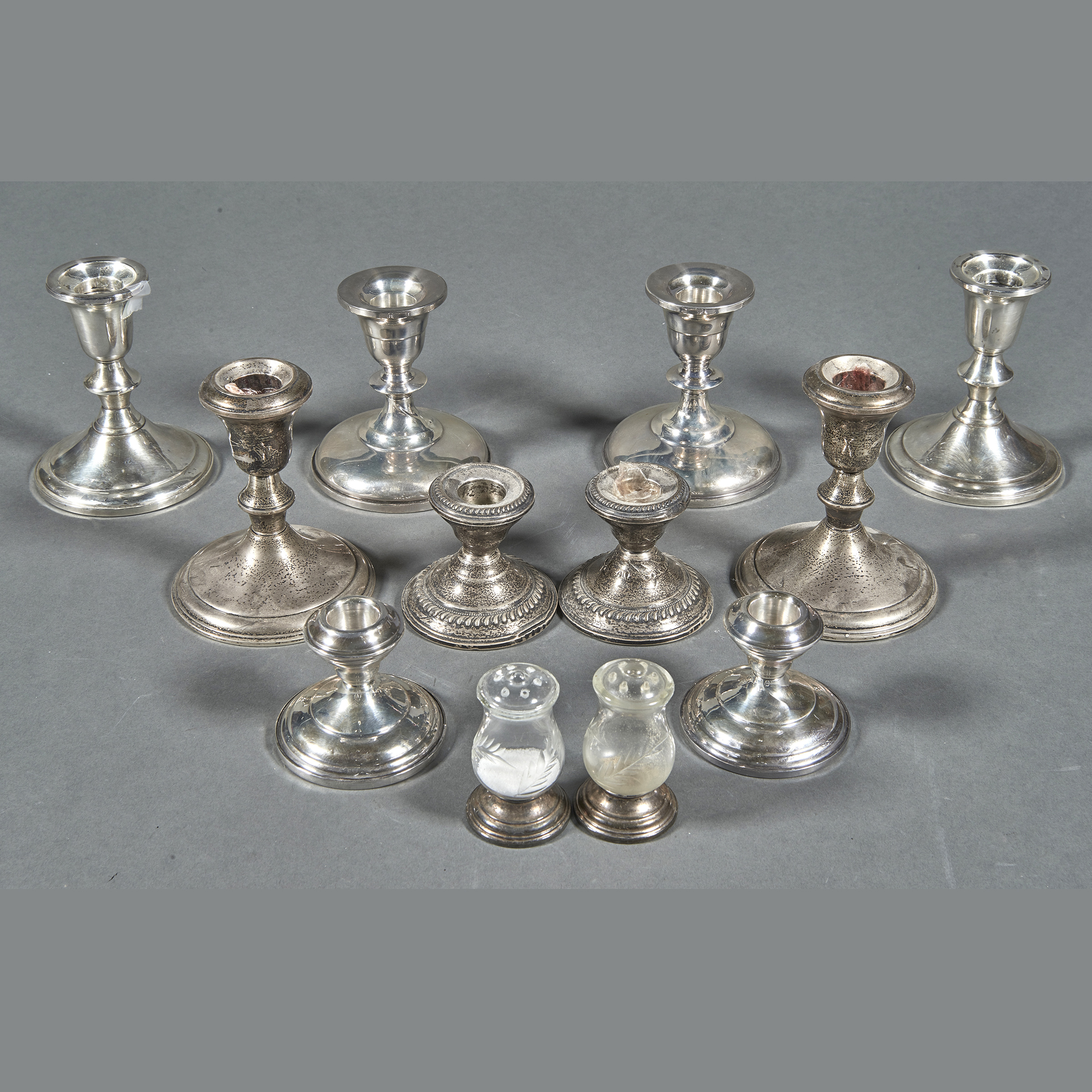  10 STERLING WEIGHTED CANDLESTANDS  3a61e9