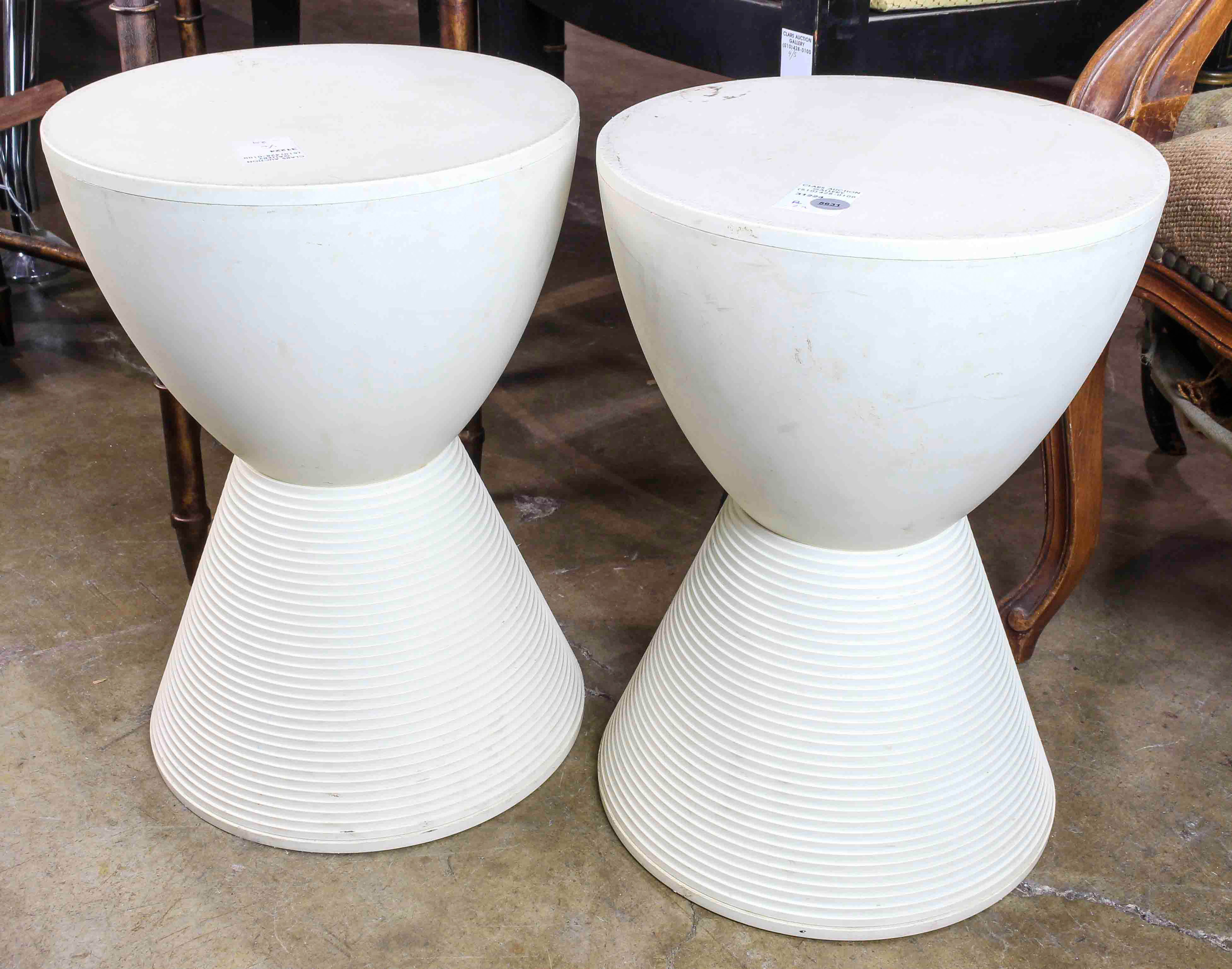 A PAIR OF MID CENTURY STOOLS a