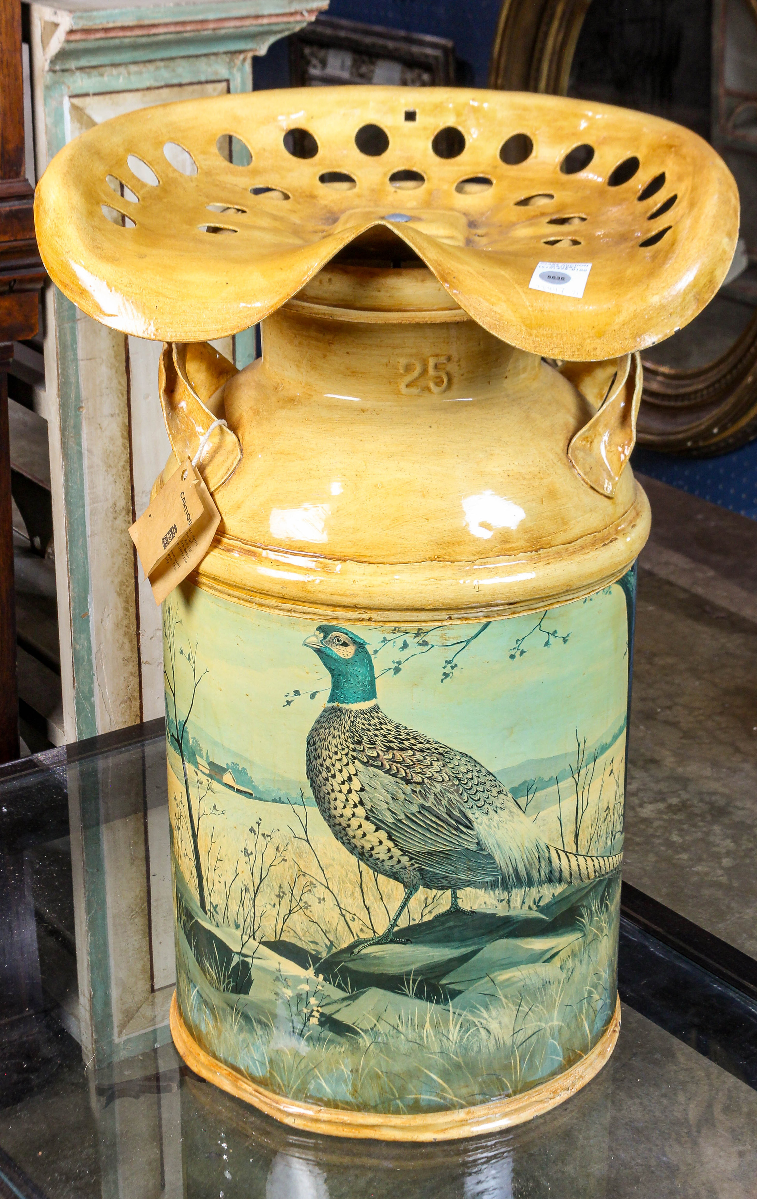 FOLK ART POLYCHROME DECORATED TRACTOR 3a628f