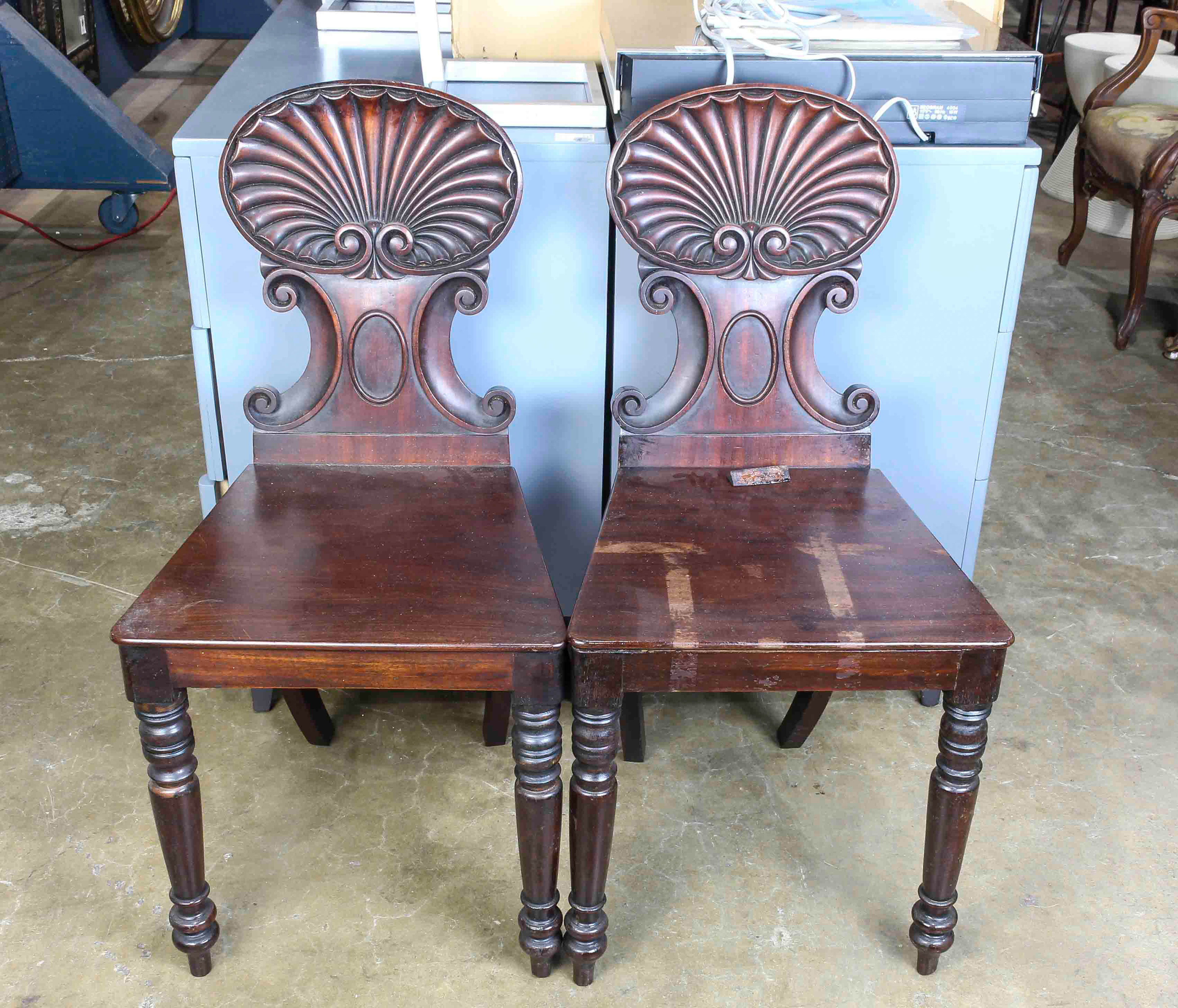 PAIR OF CONTINENTAL SHELL CARVED