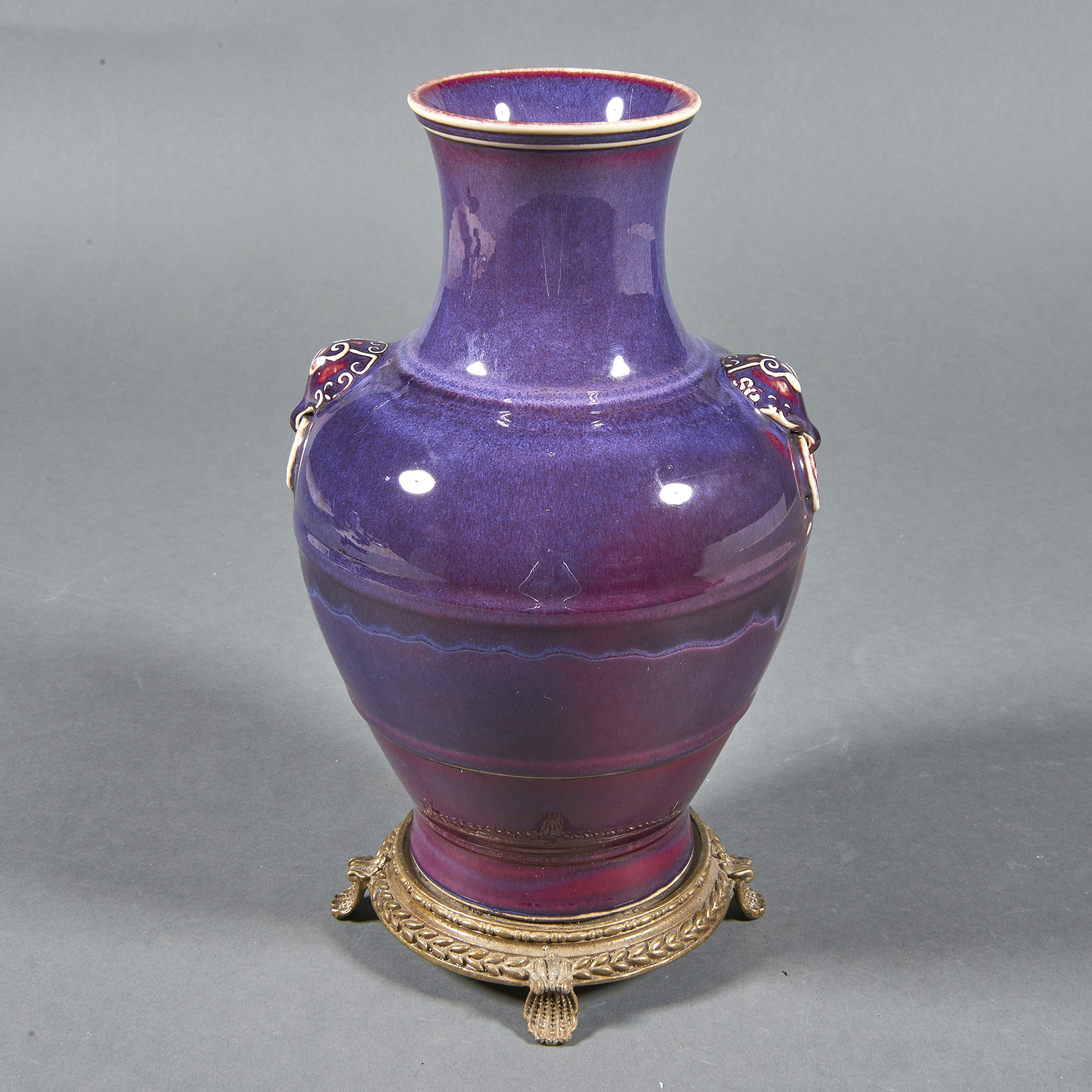 CHINESE FLAMBE GLAZED HU VASE Chinese