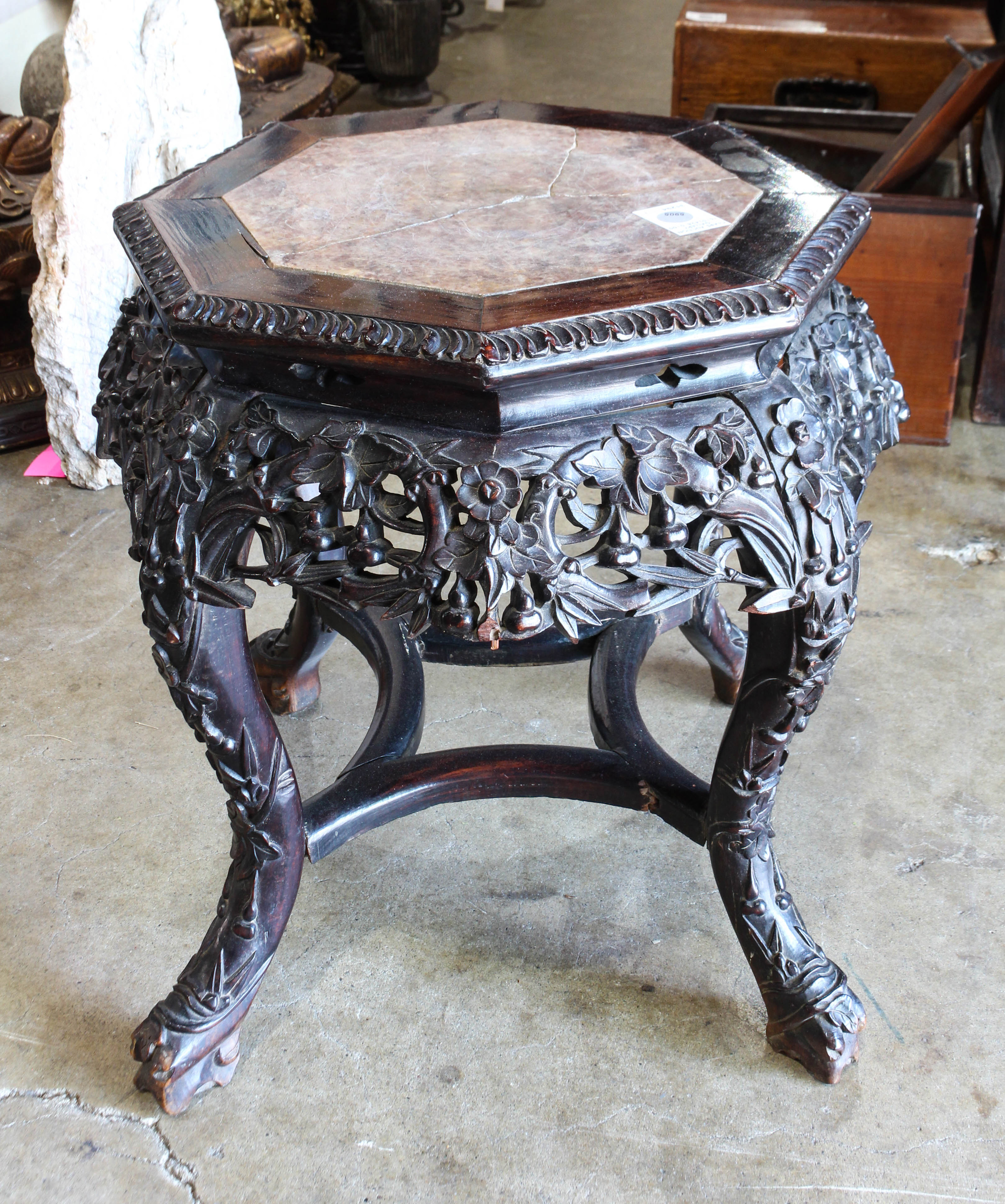 CHINESE HARDWOOD OCTAGONAL STAND 3a634d