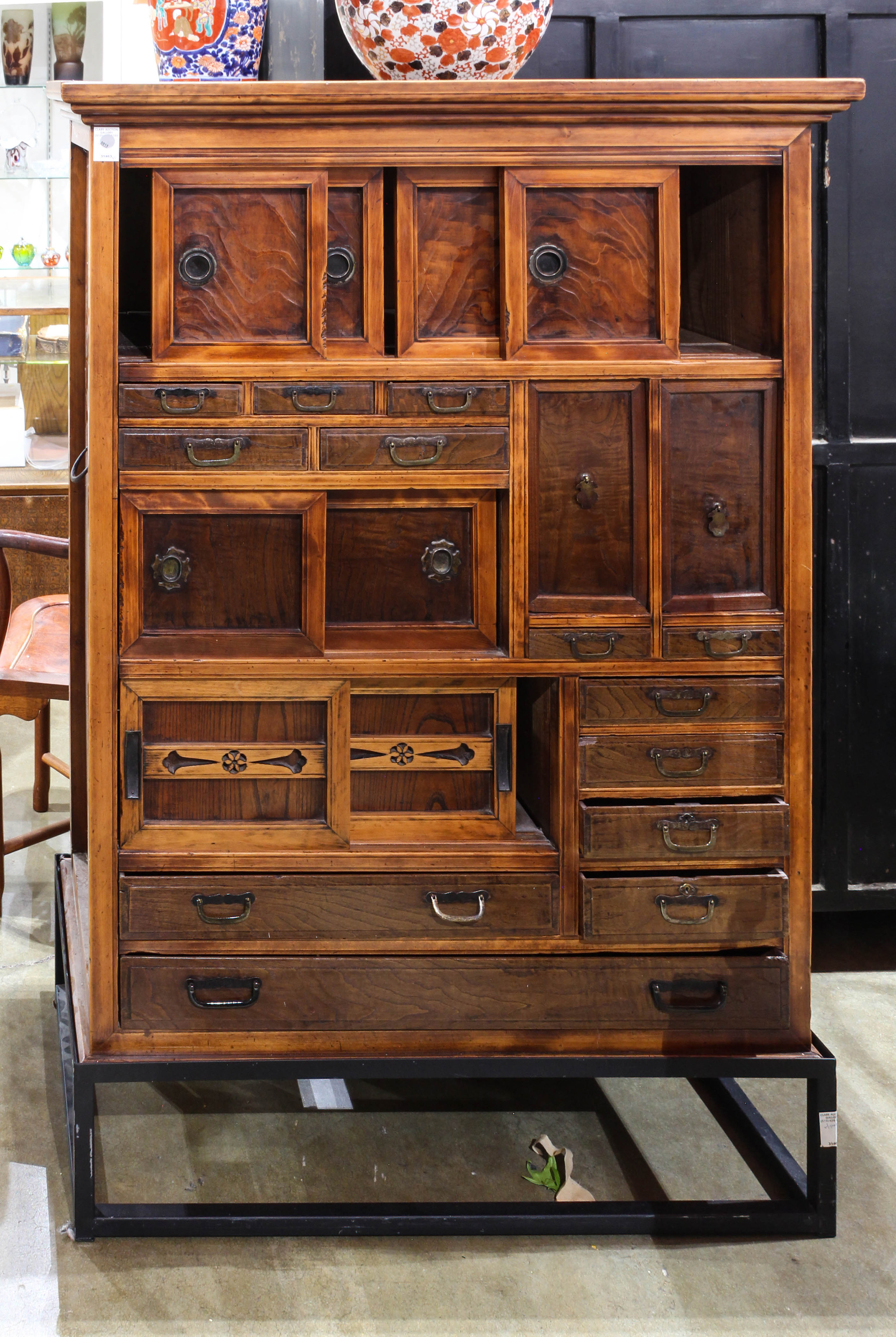 JAPANESE TANSU WITH METAL STAND