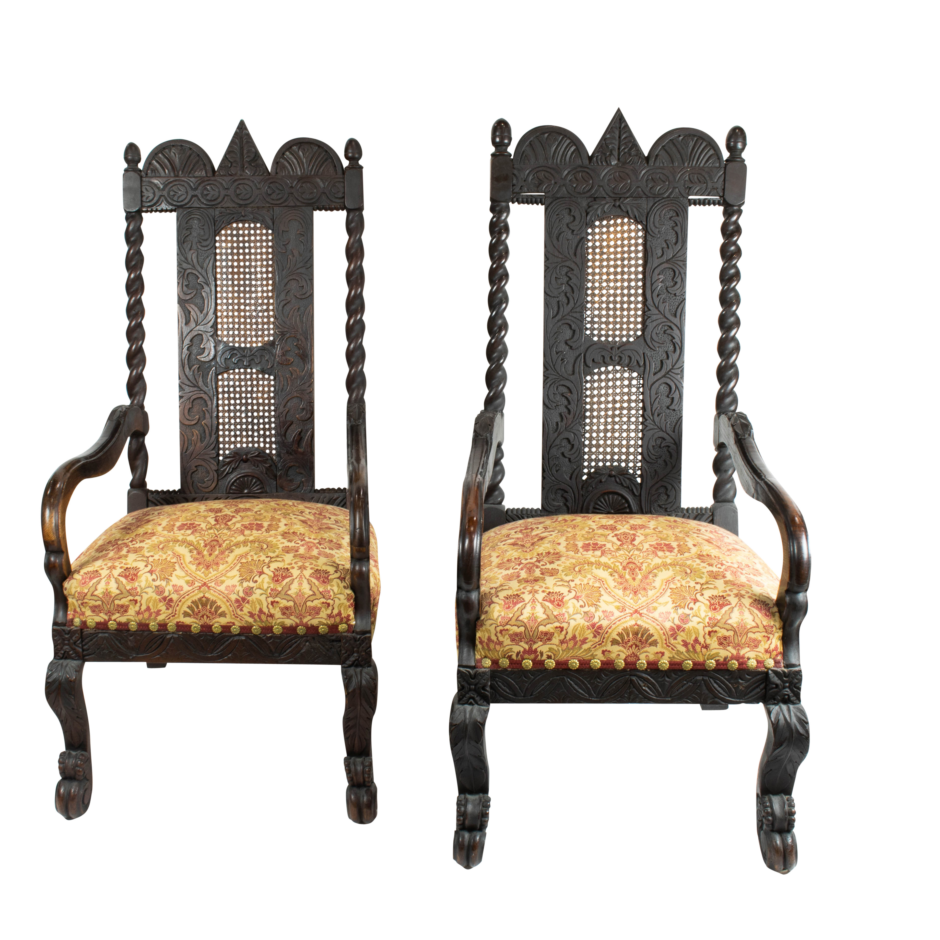 A PAIR OF JACOBEAN STYLE HALL CHAIRS 3a6360