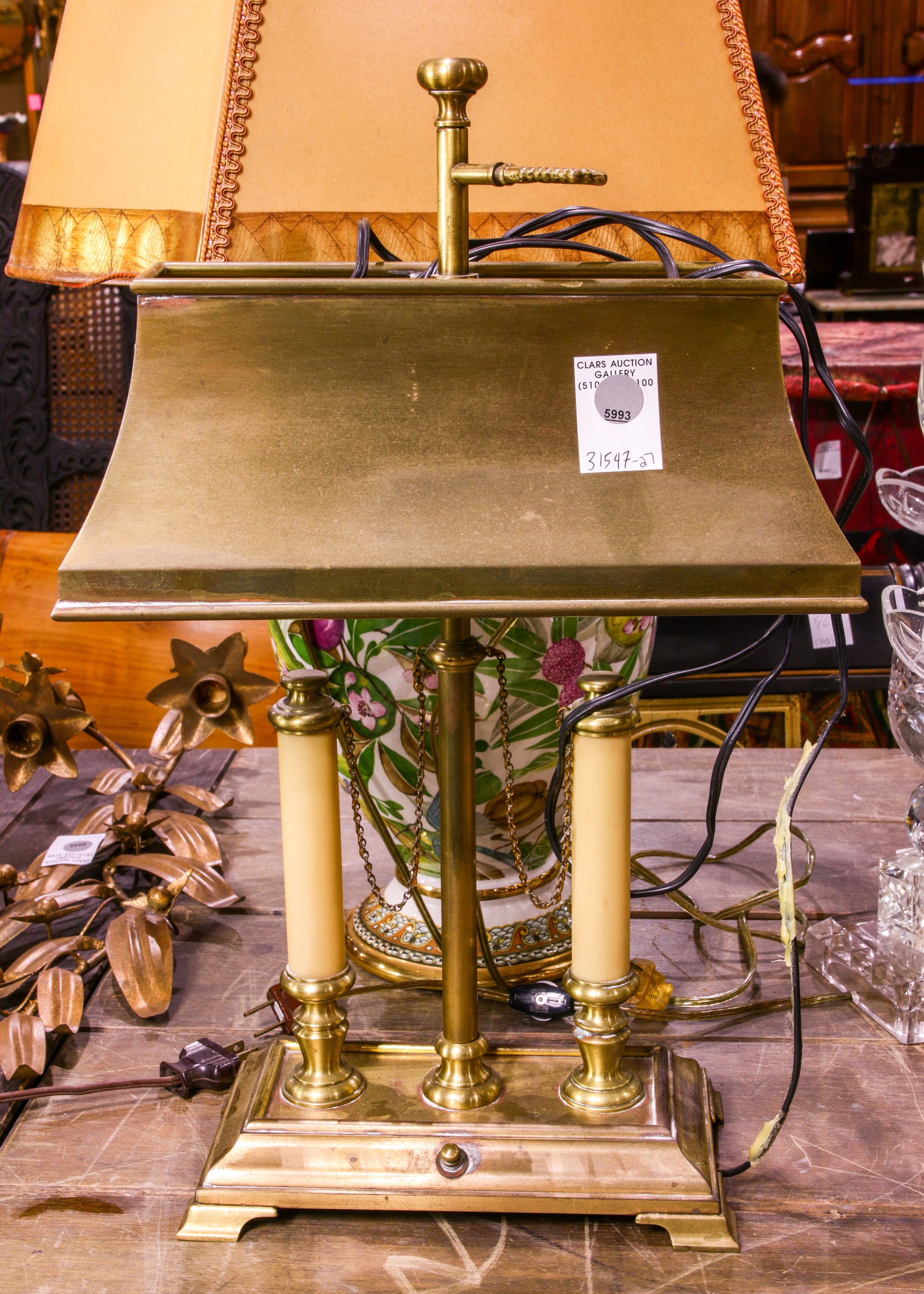 A BRASS DESK LAMP A brass desk