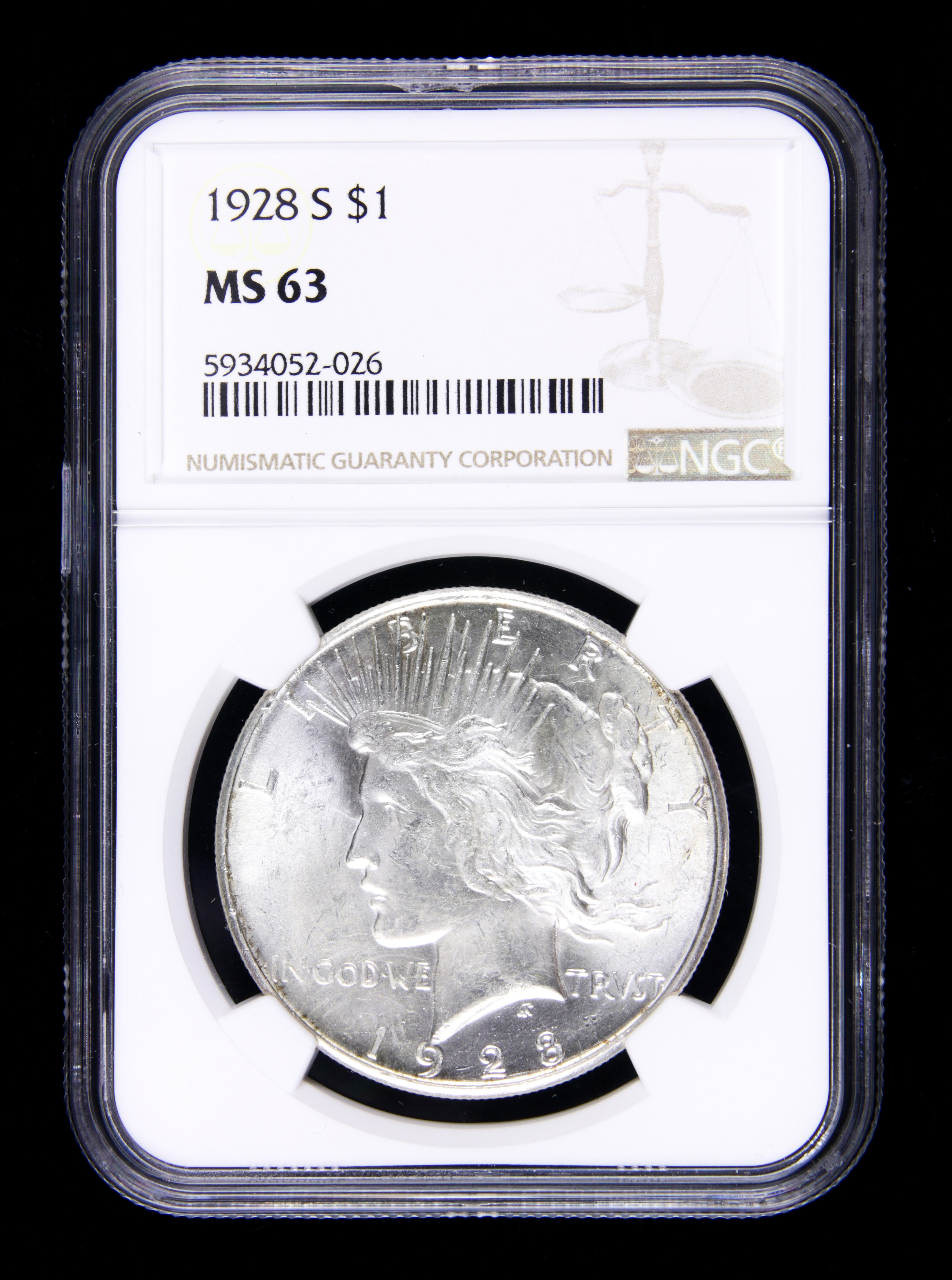 1928S PEACE DOLLAR NGC MS63 1928s