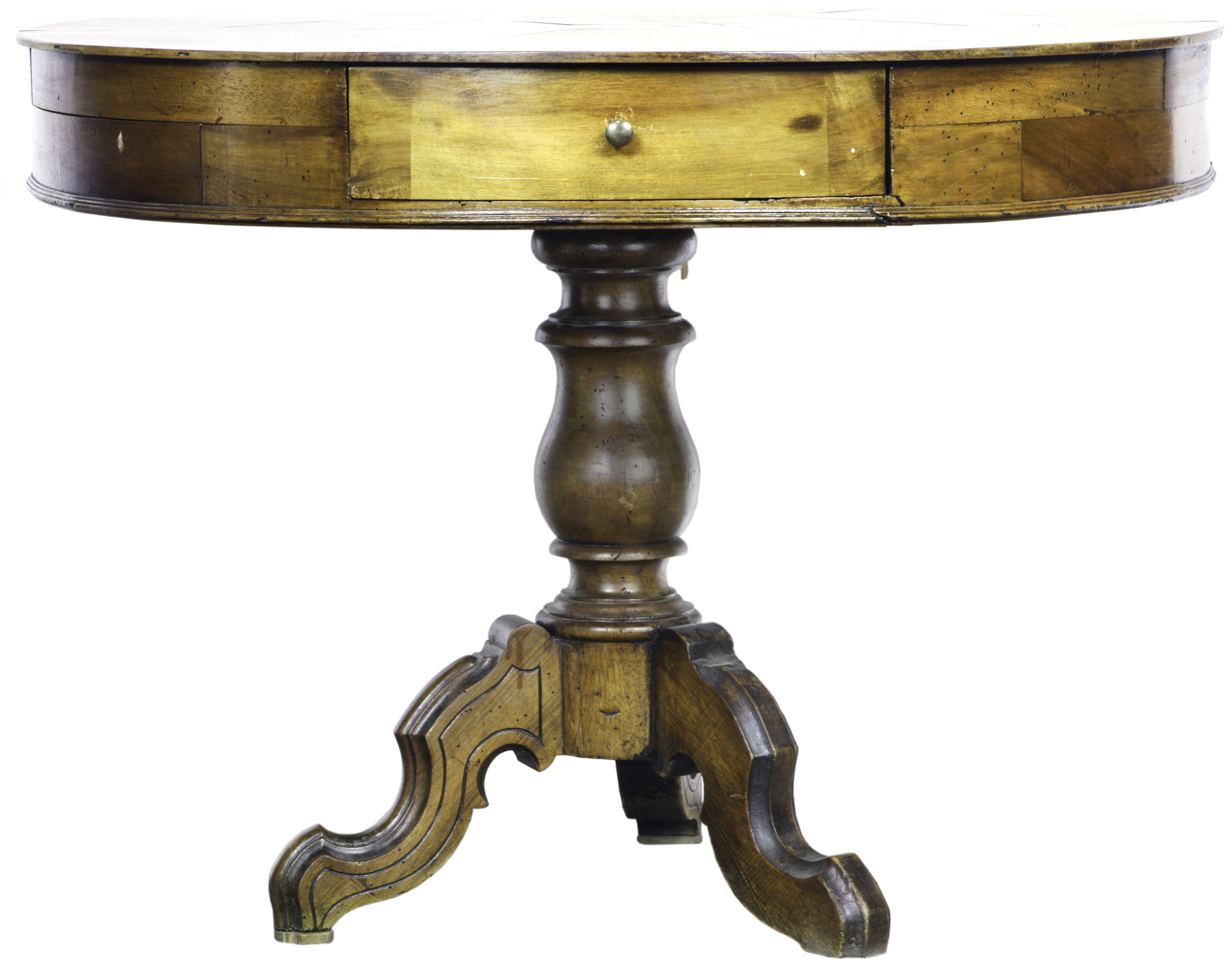 A LOUIS PHILIPPE WALNUT DRUM TABLE